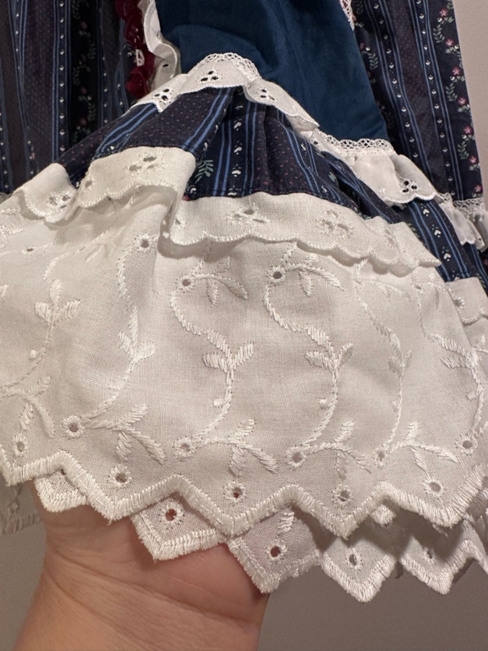 Vintage 70s-80s Fun & Fancy Originals Square Dance Lace Tiered Prairie Skirt MED - Picture 7 of 14